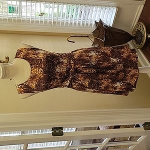 Star Vixen black brown tan cream animal print dress sleeveless stretch S NEW…